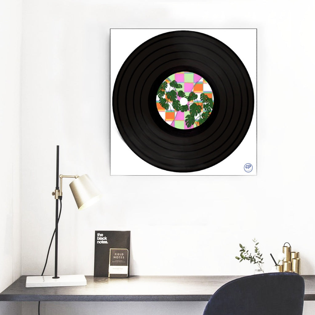 Framed Single Record | Checkered Monstera