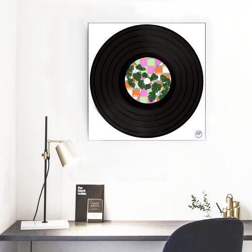 Framed Single Record | Checkered Monstera